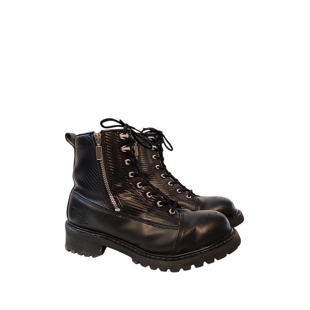 Milwaukee MB408 Accelerator Mens Size 12 Black Leather Dual Zip Motorcycle Boots